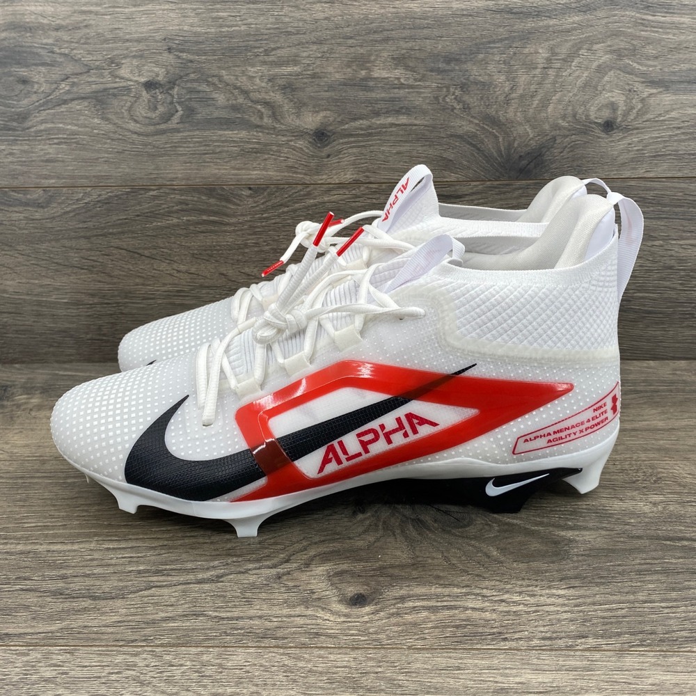Nike Alpha Menace 4 Elite Football Cleats Mens 15 White Red FZ7701-100